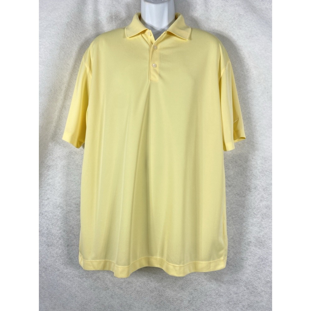 Nike Golf polo Shirt Men's Large Yellow Dri-Fit Short Sleeve 363807 Stretch New